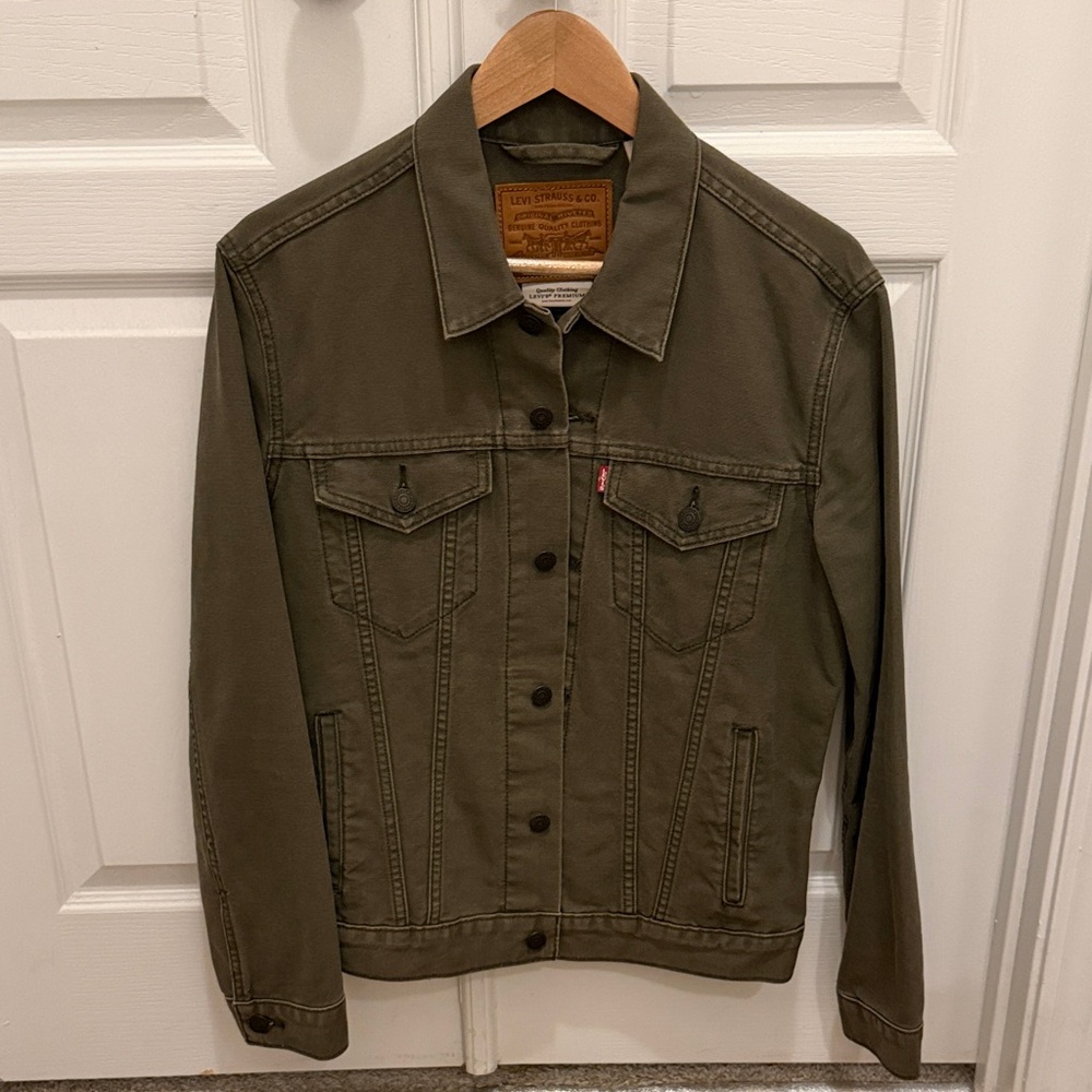 Levi's Premium Men's Denim Jean Jacket Olive Night Size Medium